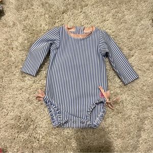 EUC Rufflebutts Rashguard 6-12mo Seersucker